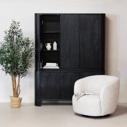 Giga Meubel Wandkast Tony - Mangohout - Zwart - 150x40x196cm - vtwonen shop