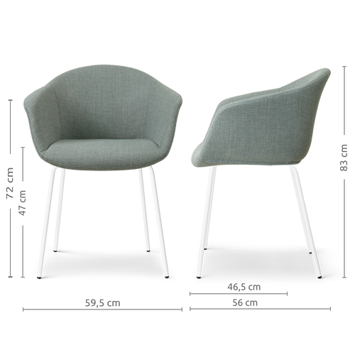 Nolon Nora-Otis Eetkamerstoel Saliegroen - met Armleuning - Wit - vtwonen shop