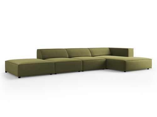 Cosmopolitan Design rechter hoekbank Arendal 5-zits, flueel, lichtgroen - 166x341x70cm