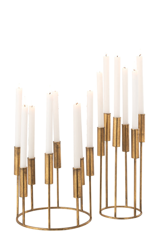 J-Line kandelaar Pierre - ijzer - goud - 2 stuks