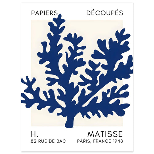 Artfulprints  Matisse – Aqua bloom navy blue II   poster 30x40 cm - vtwonen shop