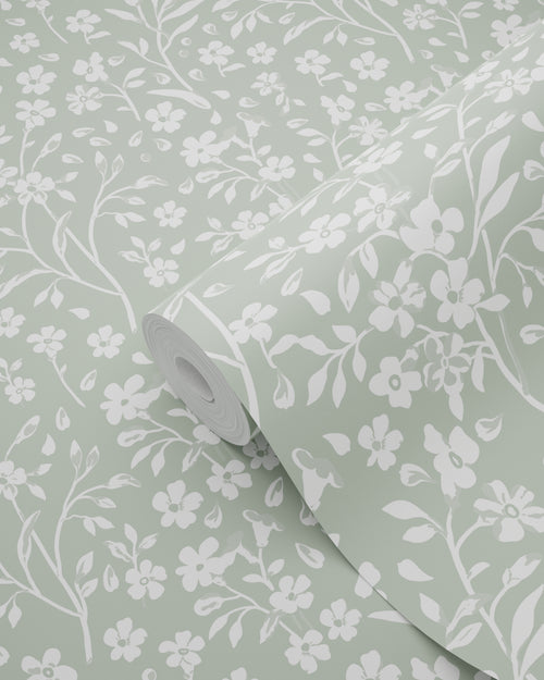 ESTAhome behang bloemetjes mintgroen - 50 x 900 cm - 139879