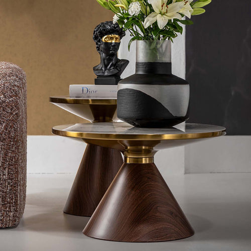 Kare Design Salontafel Cono Ø70cm keramiek walnoot