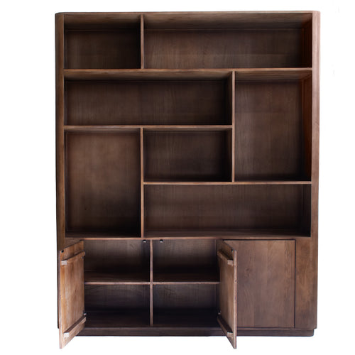 Giga Meubel Wandkast Finn - Mangohout - Donkerbruin - 180x45x220cm - vtwonen shop