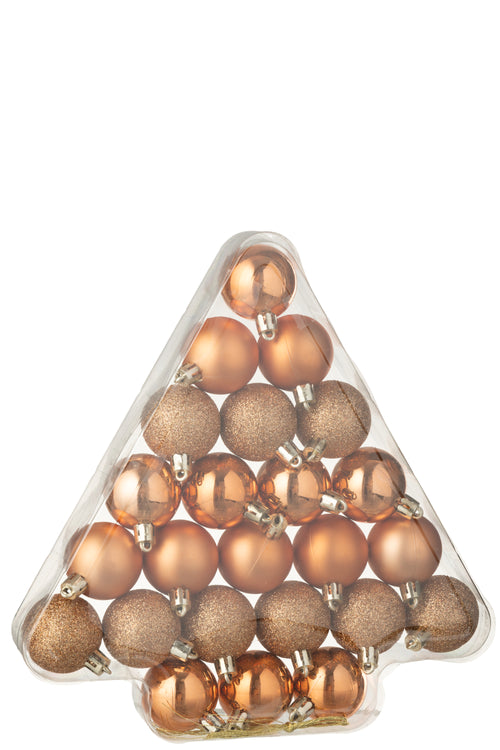 J-Line kerstbal - kunststof - oranje - doos van 24