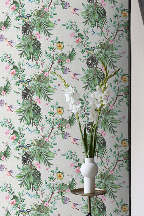 Sanders & Sanders behang tropische jungle bladeren en paradijsvogels groen - 53 cm x 10 m - 640001