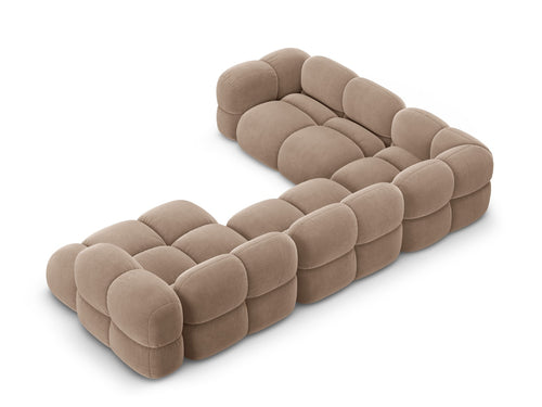 Cosmopolitan Design Panoramische hoekbank links Loretto 5-zits, flueel donkerbeige - 250x345x68cm
