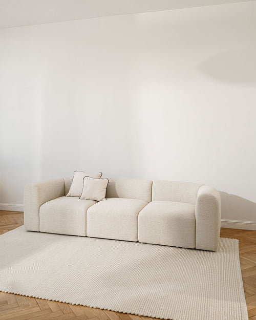 noo.ma Flom 3-zits hoekbank, Desert Beige Bouclé - zachte, modulaire sofa