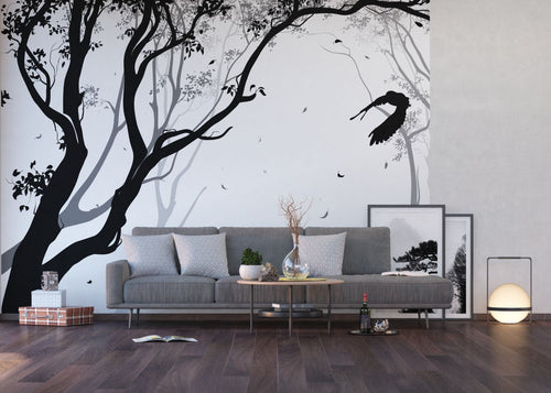 Sanders & Sanders fotobehang bomen grijs en zwart - 375 x 270 cm - 600980 - vtwonen shop