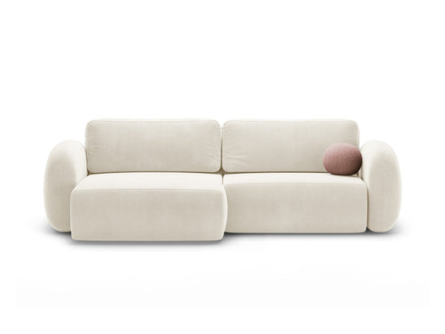 Cosmopolitan Design Omkeerbare converteerbare hoekbank met opbergdoos Tonale 4-zits, flueel ivoor - 149x262x88cm