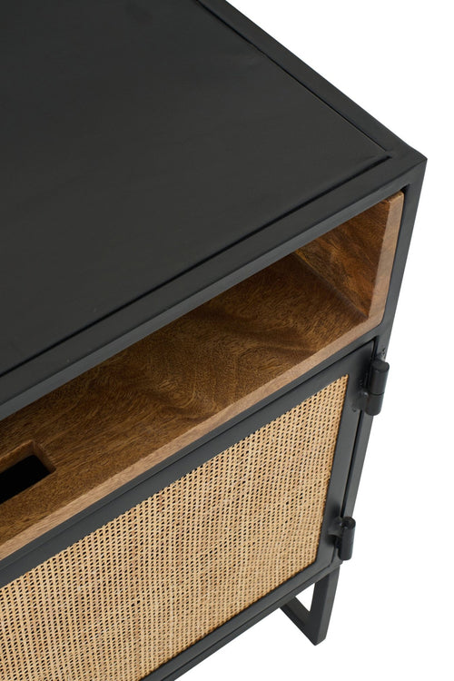 J-Line tv-meubel Rieten Panelen - hout - zwart/naturel