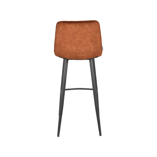 LABEL51 Barkruk Jelt - Oranje Velvet - Zithoogte 78cm - Set van 2