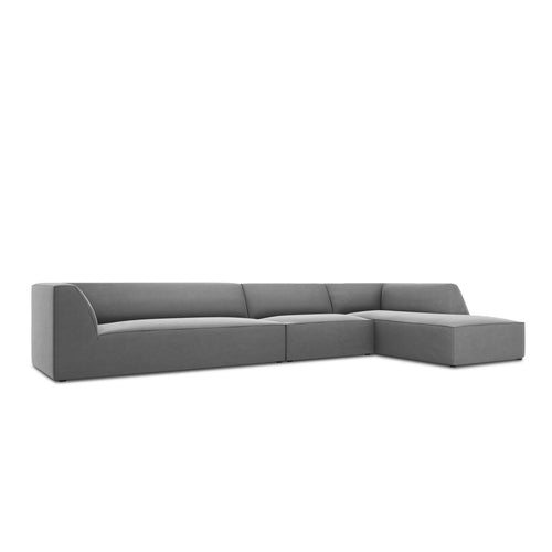 Cosmopolitan Design - Modulaire hoekbank rechts Siena 5-zits, flueel grijs - 180x366x69cm