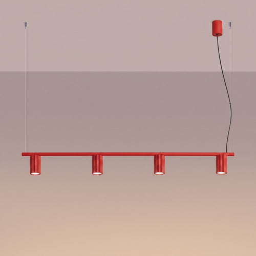 Sollux Lighting Kroonluchter KARBON 4 rood - 122x6,5x212cm
