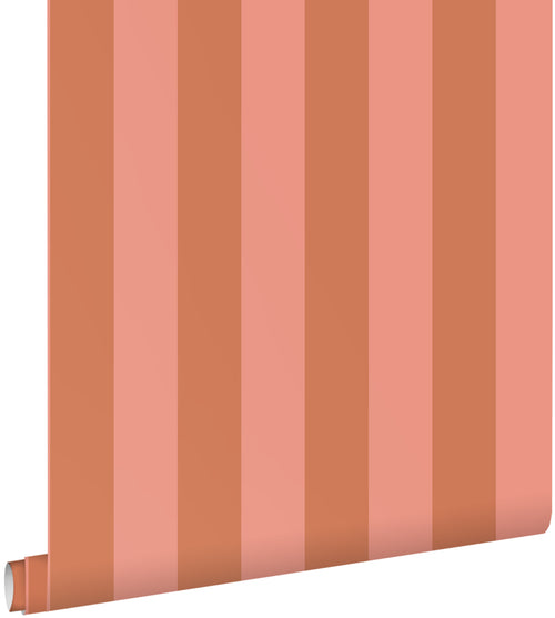 ESTAhome behang strepen terracotta en perzik roze - 53 cm x 10.05 m - 139905