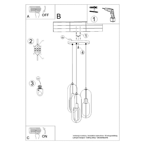 Sollux Lighting Hanglamp NICUS 1 wit - 43x43x130cm