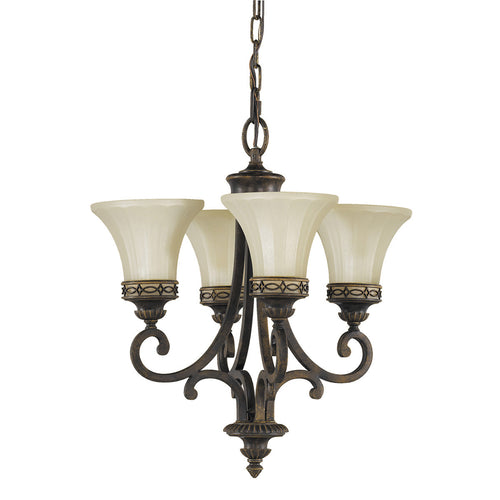 Elstead Drawing Room - Multi-arm kroonluchter met 4 lichte walnoten afwerking, E27