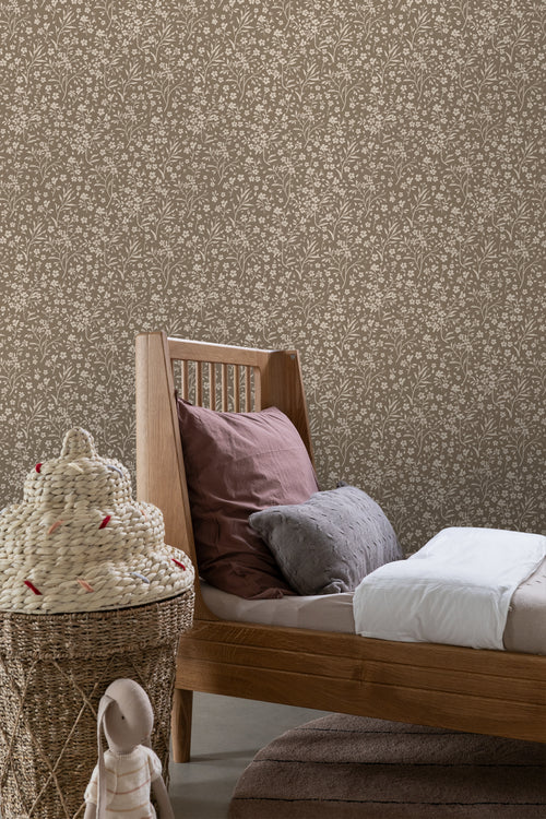 ESTAhome behang bloemetjes taupe - 50 x 900 cm - 139882 - vtwonen shop