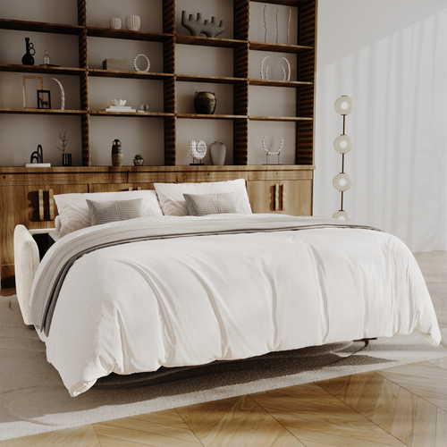 Premium Interiors - Snel uitklapbare slaapbank AVA - kruisweefsel crème 198cm