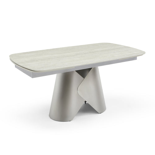 Premium Interiors - Uitschuifbare eettafel LACE - travertijnkeramiek travertijn 240cm