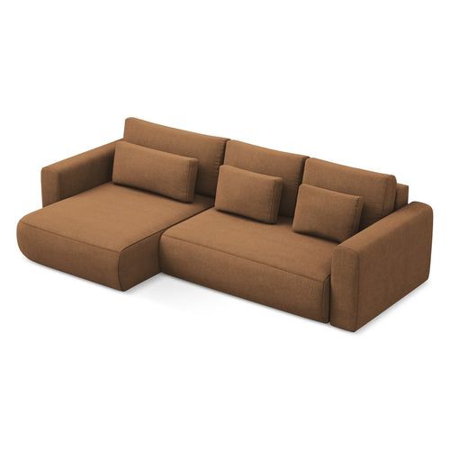LaMiaSofa hoekbank links Perugia - textuurstof - terracotta - 278x149x82
