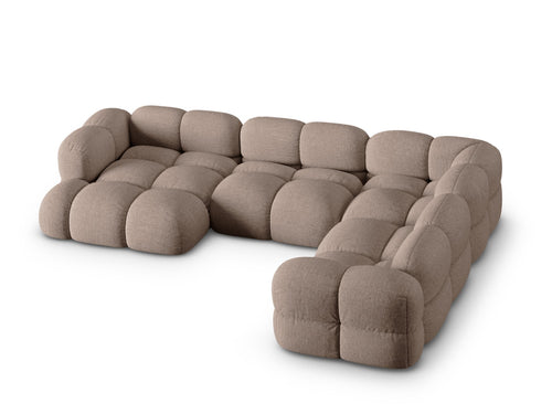 Cosmopolitan Design Panoramische hoekbank rechts Loretto 5-zits, structurele stof cappuccino - 250x345x68cm