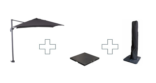 Zweefparasol Hawaii S - met voet en hoes - Zwart - 250 x 250 cm