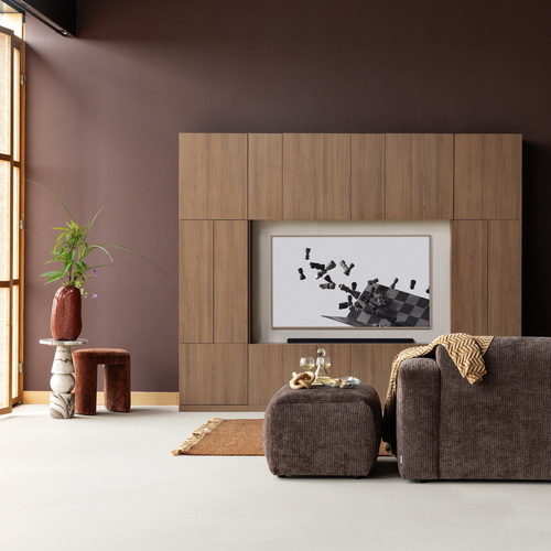 WOOOD tv opbergkast 160 cm Build - Walnoot Fineer - Bruin - 215x160x41