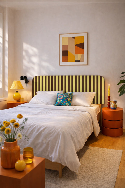 Gestoffeerd fluwelen hoofdbord met strepen 160x97cm