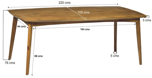 Livingfurn eetkamertafel Elias - 220cm - mangohout - bruin