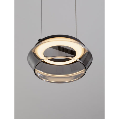 Nova Luce JAILYN Slanke hanglamp voor aan het plafond, zandkleurig zwart, rookkleurige LED 8W 320lm 3000K