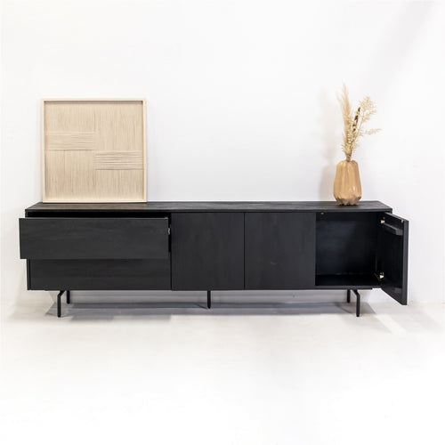 Giga Meubel Dressoir Cas - Mangohout/Metaal - Zwart - 200cm - vtwonen shop