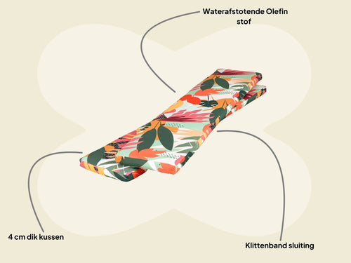 MaximaVida picknicktafel kussenpakket Vaiana 146 x 30 x 4 cm 2 stuks - waterafstotend