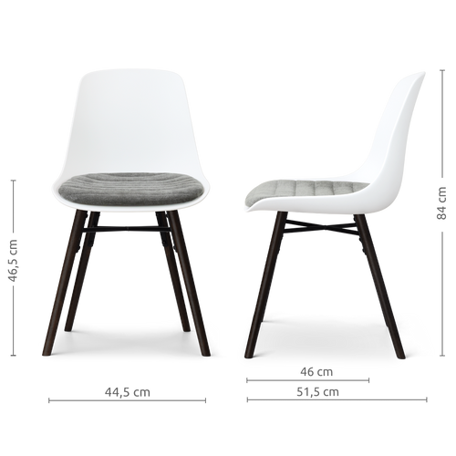 Nolon Nena-Liv eetkamerstoel wit met zeegrijs zitkussen - zwart houten onderstel