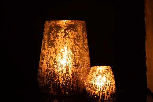 J-Line windlicht Milky - glas - grijs - large - vtwonen shop