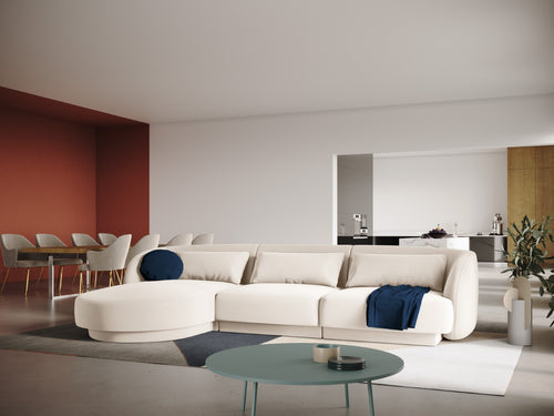 Cosmopolitan Design linker hoekbank Tulum 4-zits, flueel, lichtbeige - 156x255x70cm