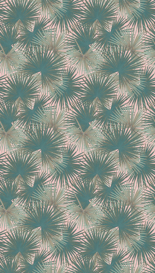 Livingwalls fotobehang jungle-motief groen, petrolblauw en roze - 159 x 280 cm - AS-391844 - vtwonen shop