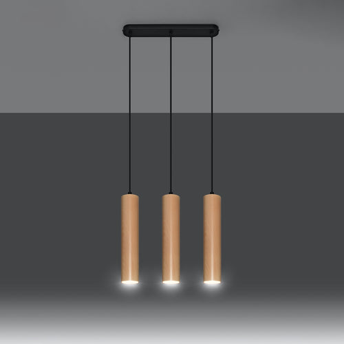 Sollux Lighting Hanglamp LINO 3 hout - 45x6x90cm
