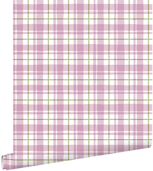 ESTAhome behang ruitjes paars en groen - 50 x 900 cm - 131948