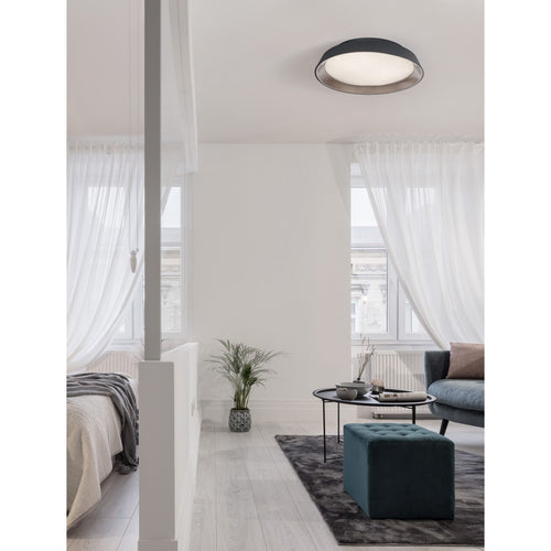 Merano Hillsboro Geïntegreerde LED Semi Flush Light Sandy Black Outside Coffee Inside Aluminium LED 30W 1665Lm 3000K