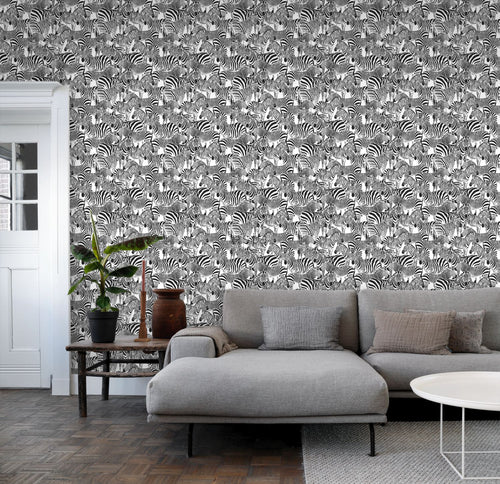 ESTAhome behang zebra's zwart wit - 53 cm x 10.05 m - 139155