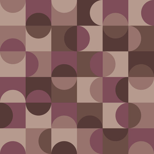 ESTAhome behang cirkels in Bauhaus stijl aubergine paars en bruin - 50 x 900 cm - 131240 - vtwonen shop