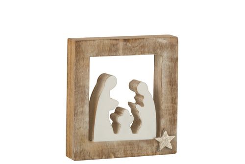 J-Line decoratie Kerststal Simple Mango - hout - wit - large - kerstversiering - vtwonen shop