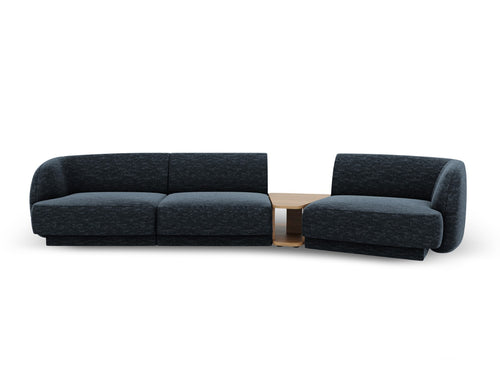 Micadoni Rechte modulaire bank Miley 3-zits, chenille, koningsblauw - 126x303x70cm