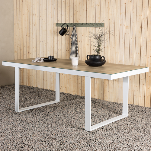 Nest outdoor Mathijs Tuintafel Aluminium Wit - met Glazen Tafelblad - vtwonen shop