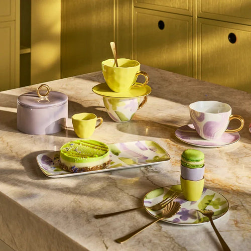 Urban Nature Culture Good Morning kopje Cappuccino/Tea en bord liatris/lime light - set van 4 - in cadeauverpakking