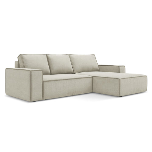 LaMiaSofa hoekbank rechts Livorno - textuurstof - lichtbeige - 290x185x82