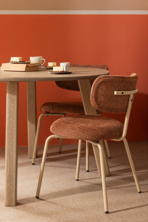 WOOOD eetkamerstoelen Travis - Polyester - Bruin - Set van 6 - vtwonen shop