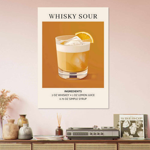 Artfulprints  Whisky Sour cocktail - Ingrediënten   poster A4 21x29.7 cm - vtwonen shop