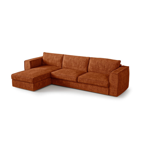 Premium Interiors - Hoekbank (links) MIKA - zacht aanvoelende geweven stof terracotta 292cm